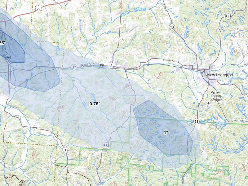 NEXRAD radar-signature map of the hail storm over Junction City, OH on Jun 6, 2026