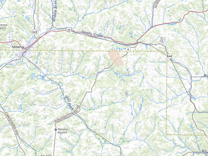 Radar-estimated hail-size map of the storm over Kensington, OH on Aug 10, 2026