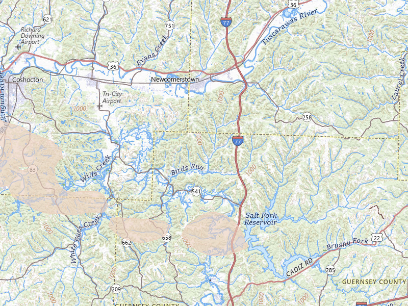 Radar-estimated hail-size map of the storm over Kimbolton, OH on Mar 26, 2026