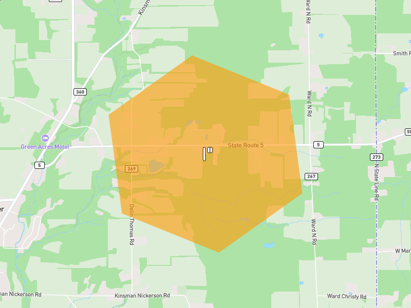 Hail map of Kinsman, OH on Jul 21, 2026, hail up to 1"