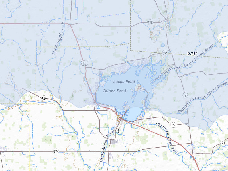 NEXRAD radar-signature map of the hail storm over Lakeview, OH on Mar 22, 2026