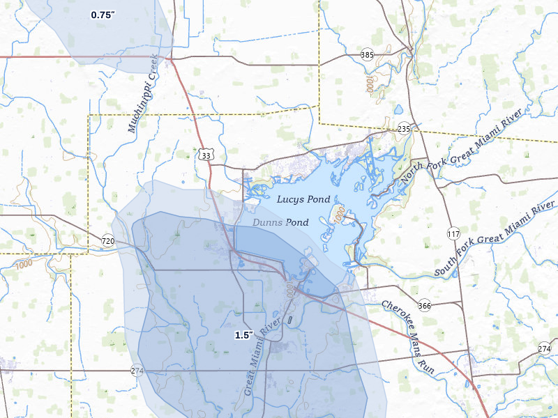 NEXRAD radar-signature map of the hail storm over Lakeview, OH on Apr 22, 2026