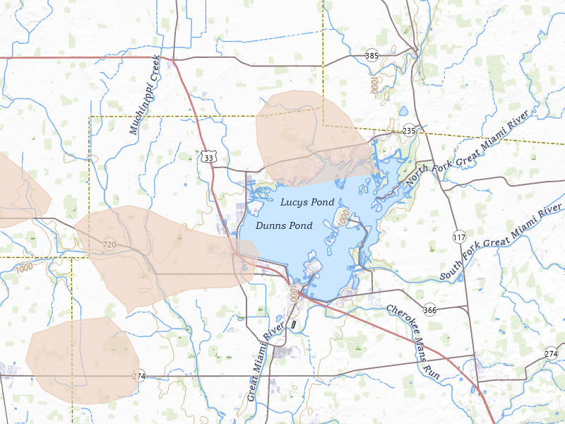 Radar-estimated hail-size map of the storm over Lakeview, OH