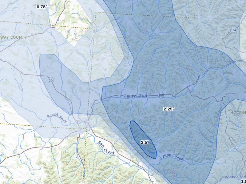 NEXRAD radar-signature map of the hail storm over Laurelville, OH on Aug 10, 2026