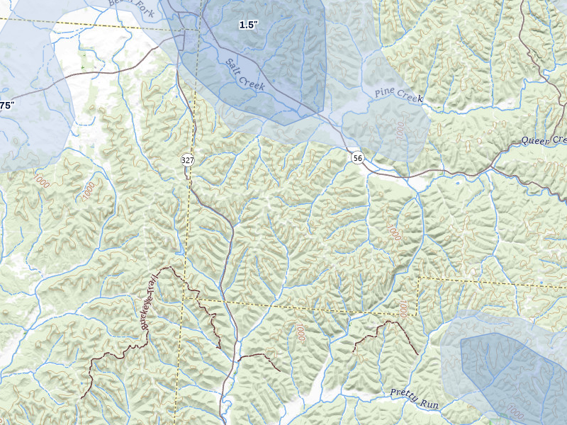 NEXRAD radar-signature map of the hail storm over Laurelville, OH on Aug 11, 2026