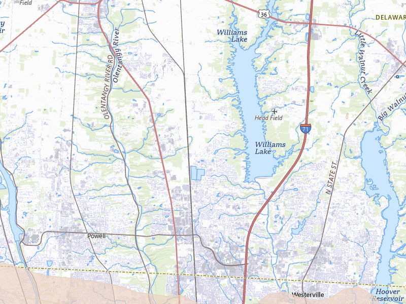 Radar-estimated hail-size map of the storm over Lewis Center, OH on Mar 22, 2026