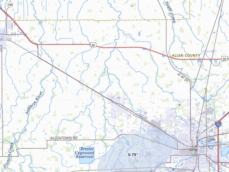 NEXRAD radar-signature map of the hail storm over Lima, OH on Mar 31, 2026