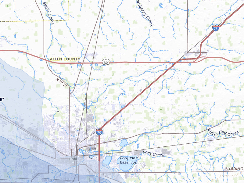 NEXRAD radar-signature map of the hail storm over Lima, OH on Aug 10, 2026