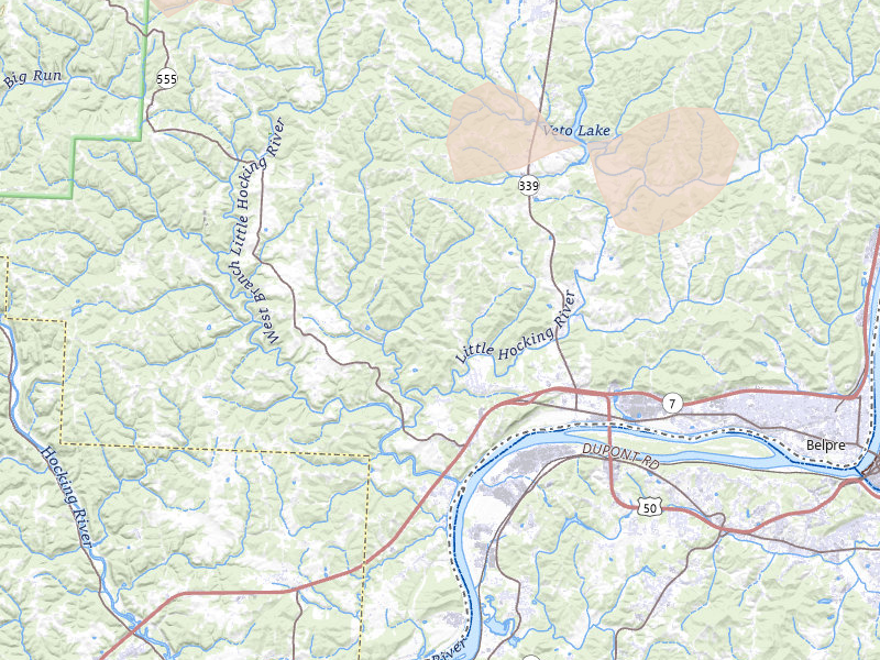 Radar-estimated hail-size map of the storm over Little Hocking, OH on Jul 21, 2026