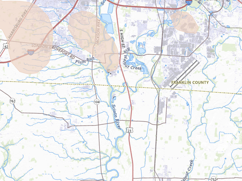 Radar-estimated hail-size map of the storm over Lockbourne, OH on Mar 22, 2026