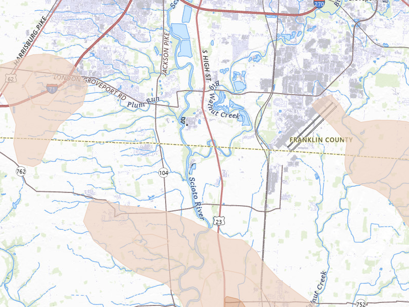 Radar-estimated hail-size map of the storm over Lockbourne, OH