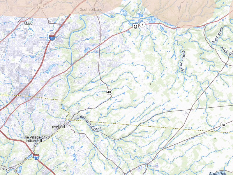 Radar-estimated hail-size map of the storm over Loveland, OH on Jul 21, 2026