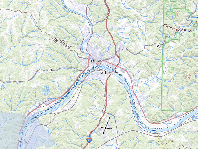 NEXRAD radar-signature map of the hail over Marietta, OH