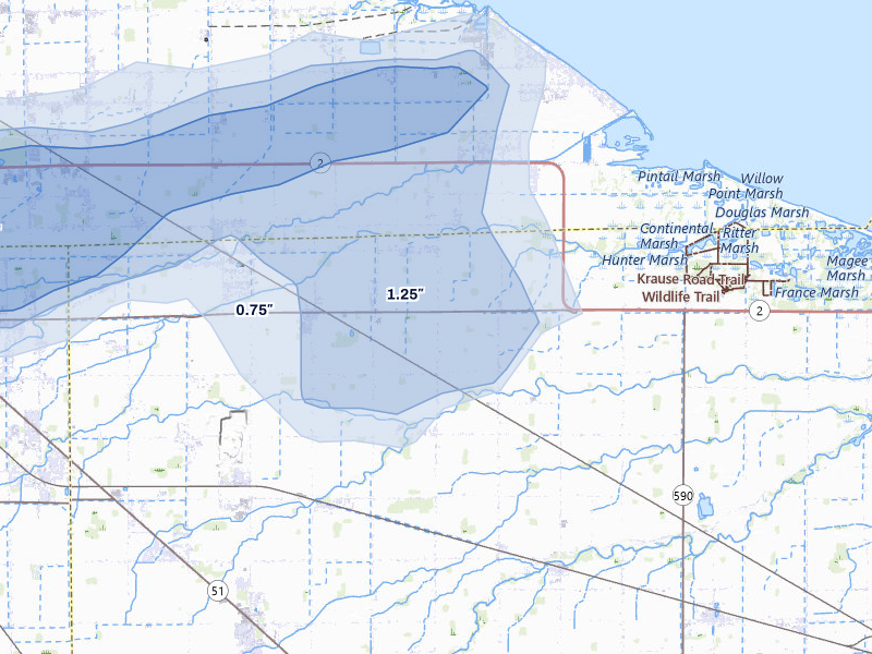 NEXRAD radar-signature map of the hail over Martin, OH