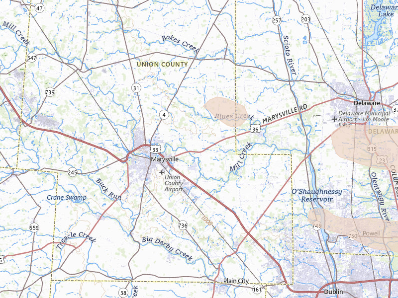 Radar-estimated hail-size map of the storm over Marysville, OH on Jul 21, 2026