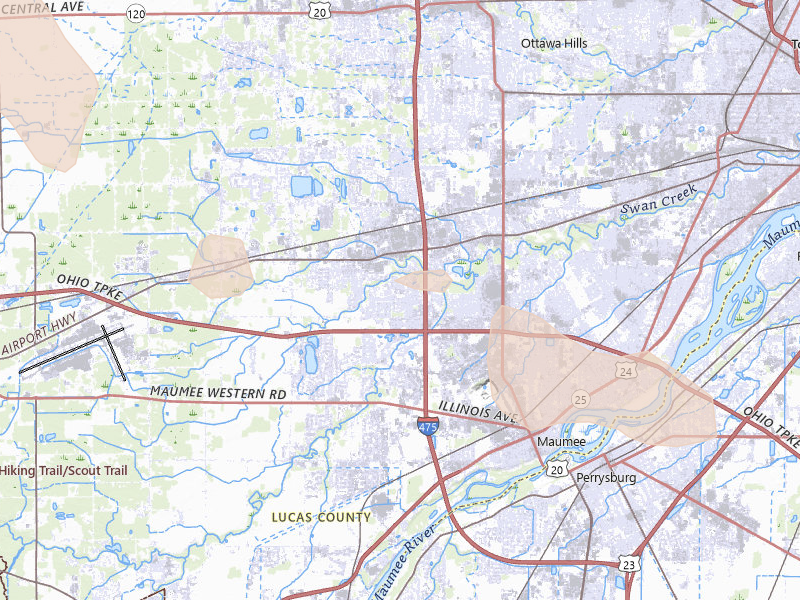 Radar-estimated hail-size map of the storm over Maumee, OH on Sep 3, 2026