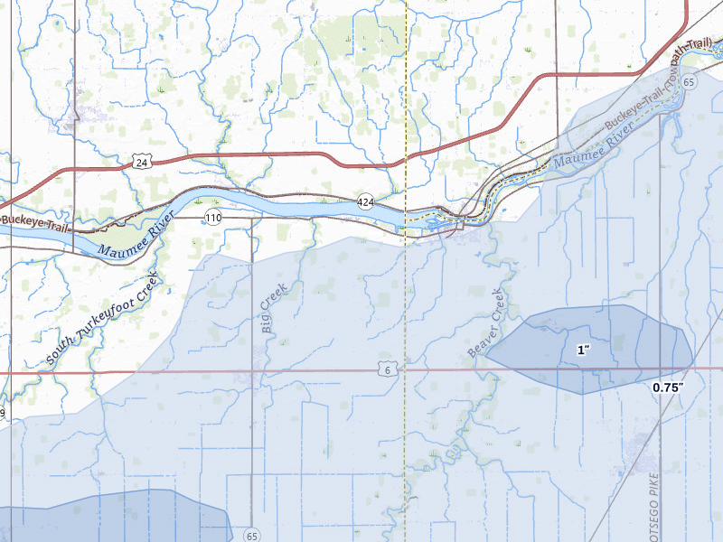 NEXRAD radar-signature map of the hail storm over Mc Clure, OH on Mar 31, 2026