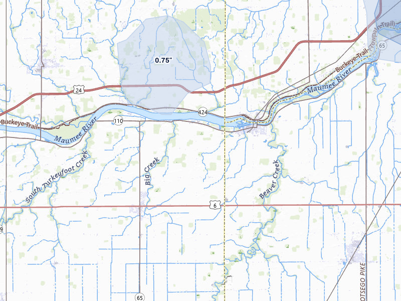NEXRAD radar-signature map of the hail storm over Mc Clure, OH on Apr 13, 2026