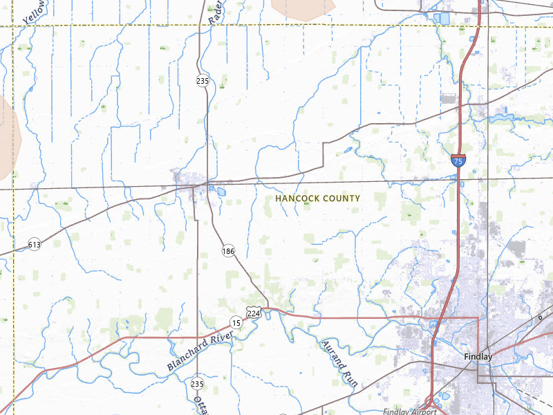 Radar-estimated hail-size map of the storm over Mc Comb, OH on Jul 3, 2026