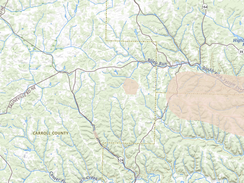Radar-estimated hail-size map of the storm over Mechanicstown, OH on Sep 3, 2026