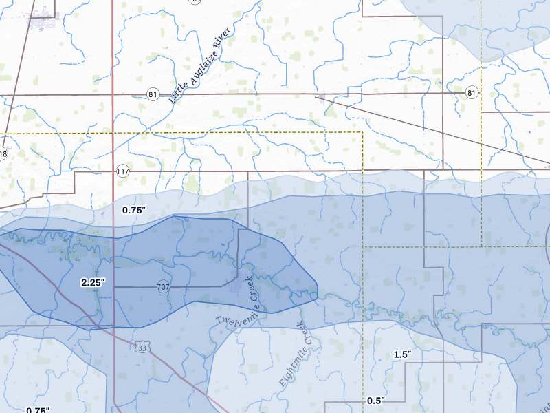 NEXRAD radar-signature map of the hail storm over Mendon, OH on Mar 22, 2026