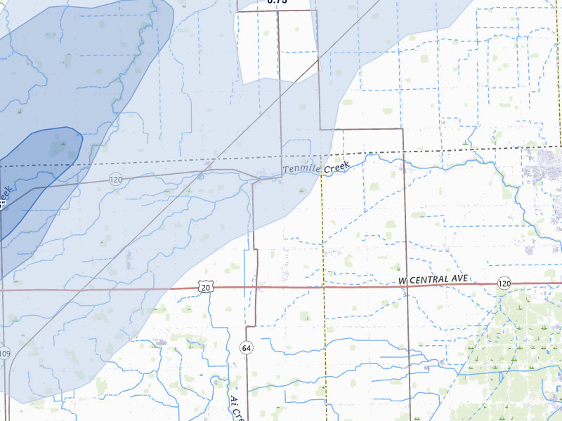 NEXRAD radar-signature map of the hail storm over Metamora, OH on May 18, 2026