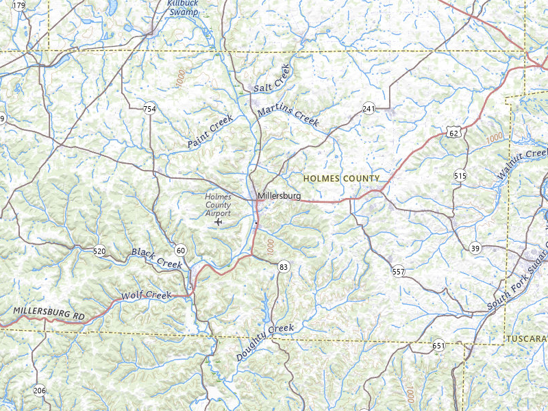 Radar-estimated hail-size map of the storm over Millersburg, OH on Apr 22, 2026