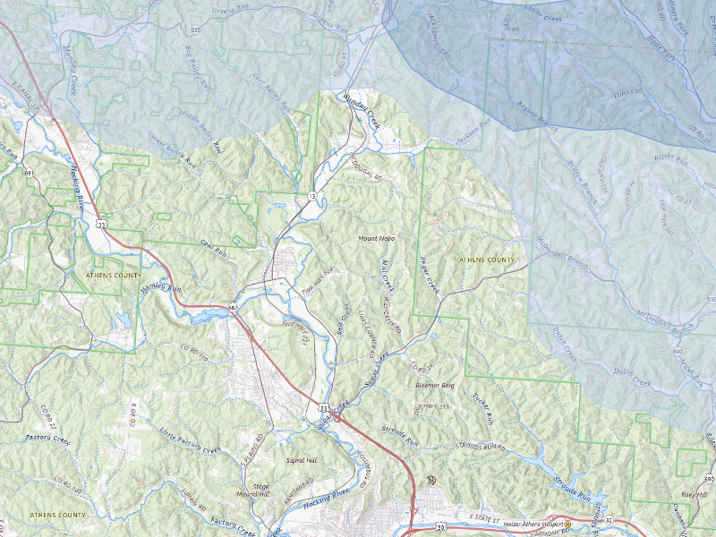 NEXRAD radar-signature map of the hail storm over Millfield, OH on Aug 10, 2026