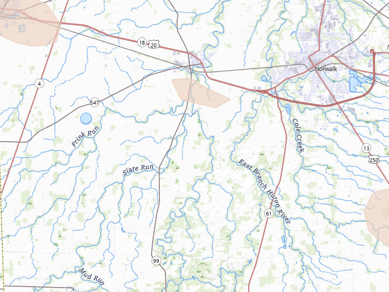 Radar-estimated hail-size map of the storm over Monroeville, OH on Apr 22, 2026