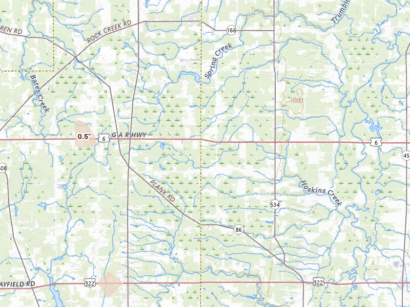 Radar-estimated hail-size map of the storm over Montville, OH on Jul 16, 2026