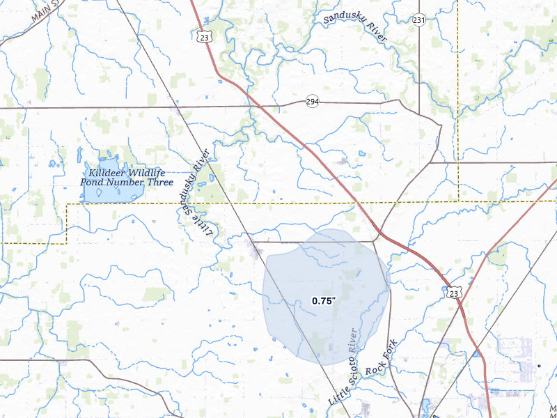 NEXRAD radar-signature map of the hail storm over Morral, OH on Jun 6, 2026