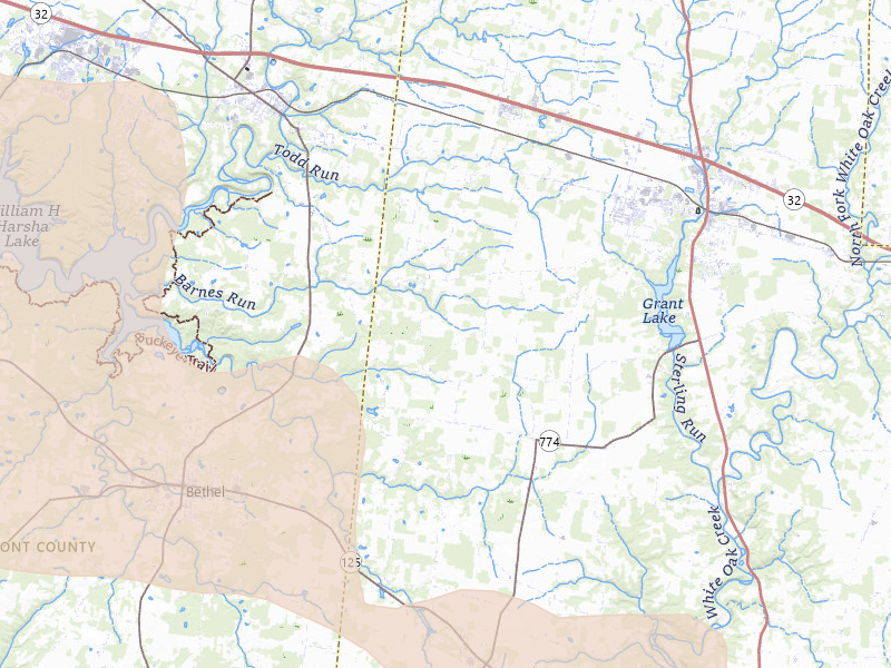 Radar-estimated hail-size map of the storm over Mount Orab, OH on Jul 21, 2026