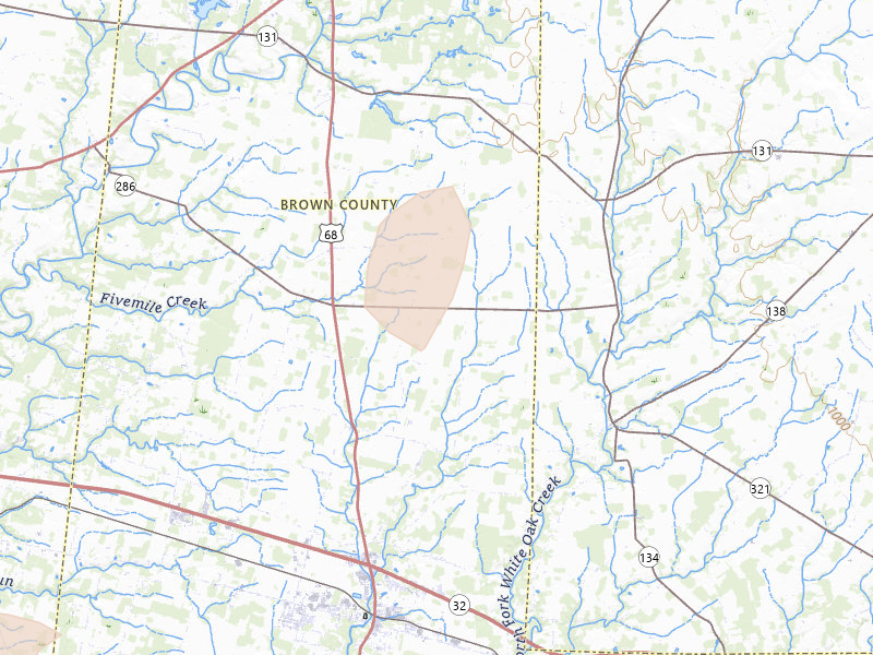 Radar-estimated hail-size map of the storm over Mount Orab, OH on Aug 7, 2026