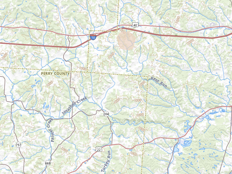 Radar-estimated hail-size map of the storm over Mount Perry, OH on Aug 8, 2026