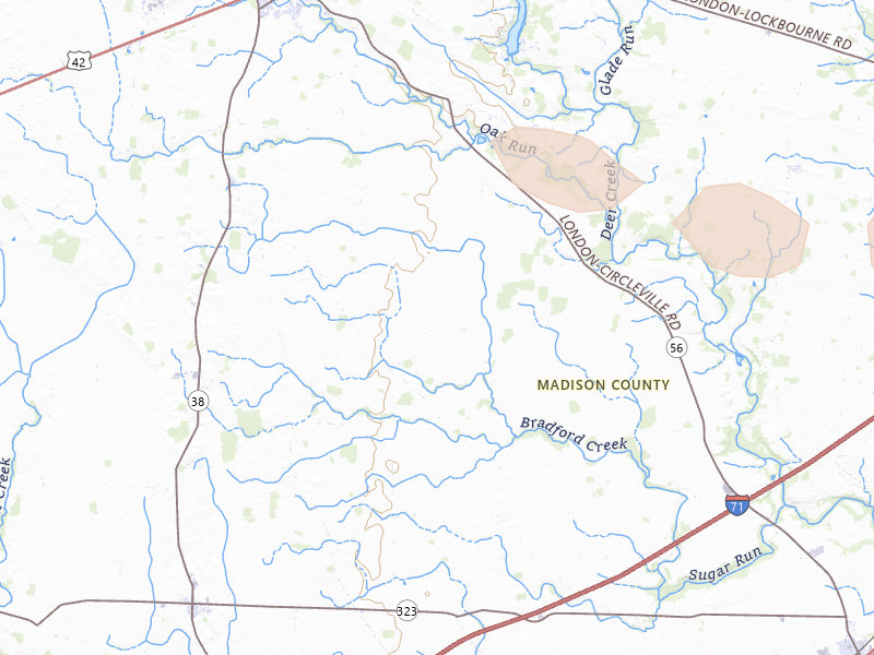 Radar-estimated hail-size map of the storm over Mount Sterling, OH on Aug 10, 2026