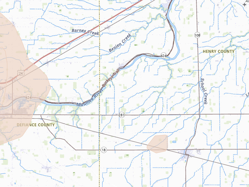 Radar-estimated hail-size map of the storm over Napoleon, OH on Aug 9, 2026