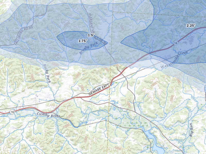 NEXRAD radar-signature map of the hail storm over Nashport, OH on Jun 6, 2026