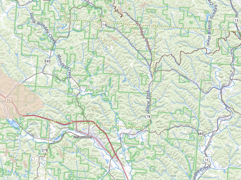 Radar-estimated hail-size map of the storm over Nelsonville, OH on Jul 21, 2026