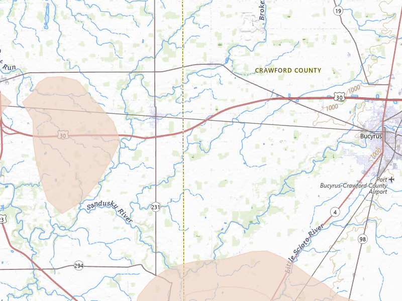 Radar-estimated hail-size map of the storm over Nevada, OH on Mar 26, 2026