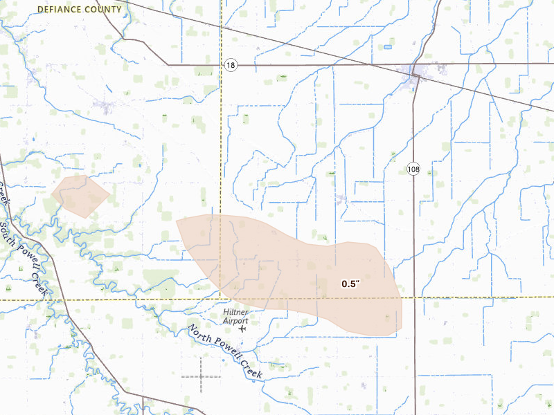 Radar-estimated hail-size map of the storm over New Bavaria, OH