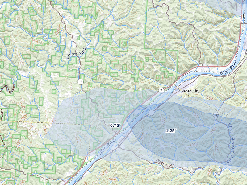 NEXRAD radar-signature map of the hail storm over New Matamoras, OH on May 13, 2026