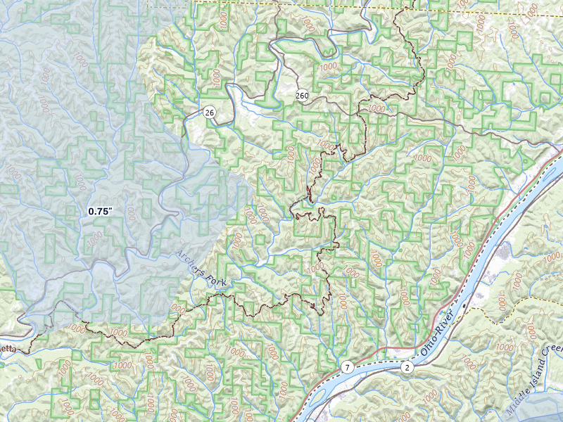 NEXRAD radar-signature map of the hail storm over New Matamoras, OH on Aug 22, 2026
