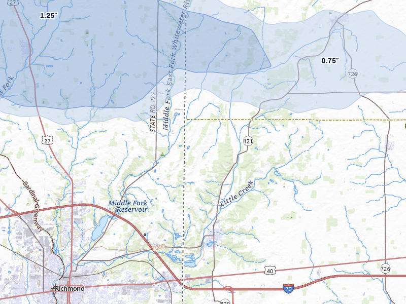 NEXRAD radar-signature map of the hail storm over New Paris, OH on Mar 22, 2026