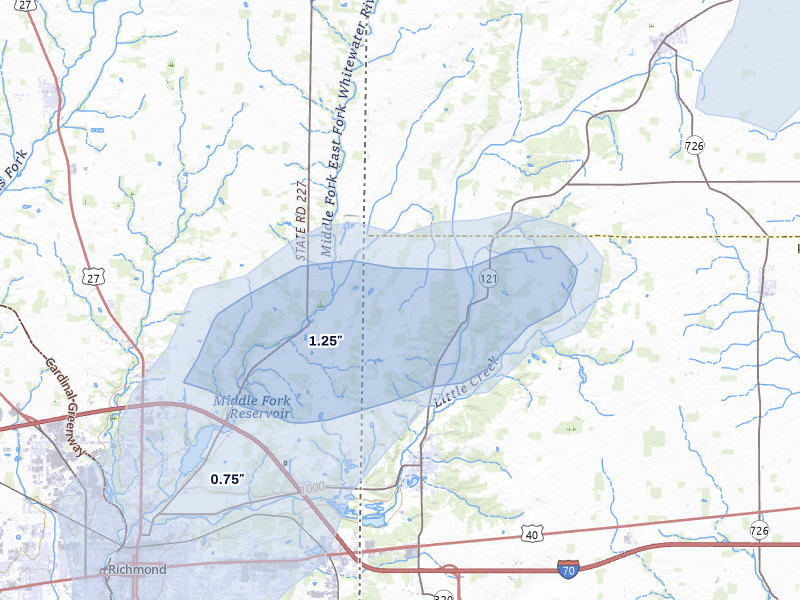 NEXRAD radar-signature map of the hail storm over New Paris, OH on Jul 3, 2026