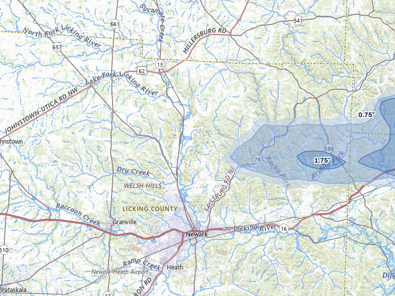 NEXRAD radar-signature map of the hail storm over Newark, OH on Jun 6, 2026