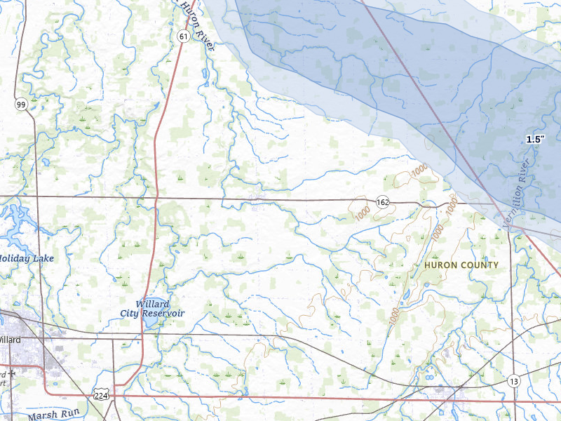 NEXRAD radar-signature map of the hail storm over North Fairfield, OH on Apr 22, 2026