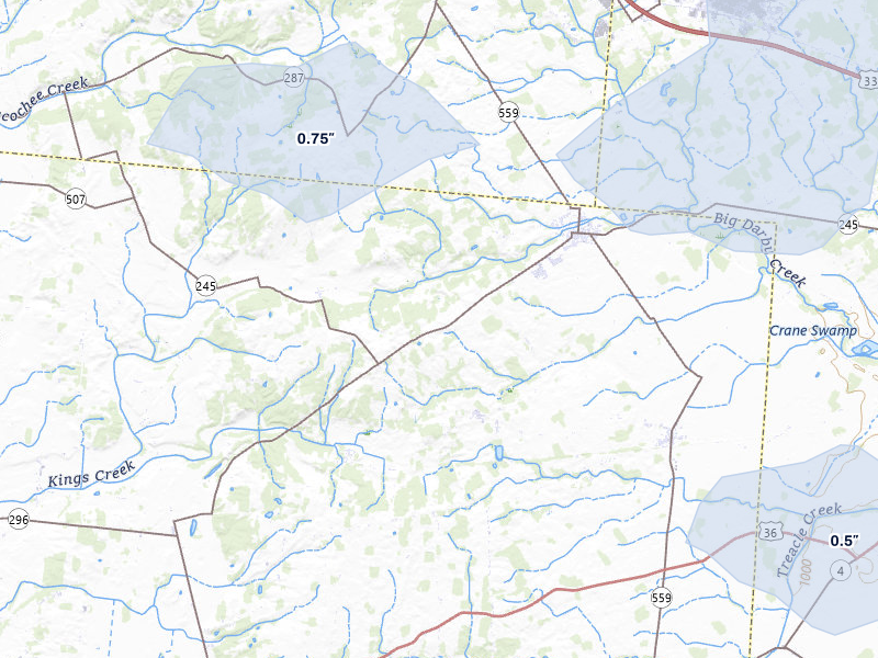 NEXRAD radar-signature map of the hail over North Lewisburg, OH