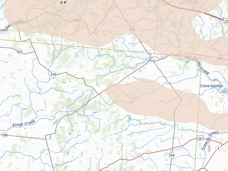 Radar-estimated hail-size map of the storm over North Lewisburg, OH on Aug 10, 2026