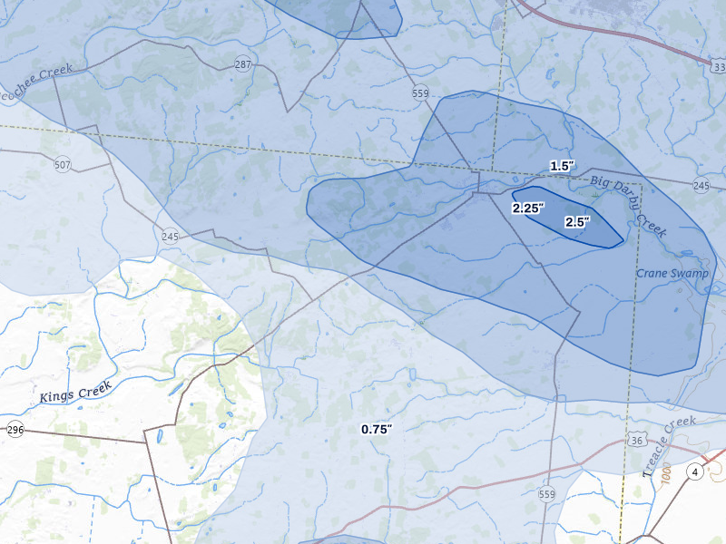 NEXRAD radar-signature map of the hail storm over North Lewisburg, OH on Aug 10, 2026