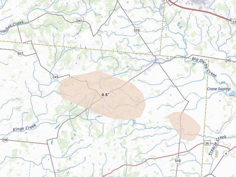 Radar-estimated hail-size map of the storm over North Lewisburg, OH